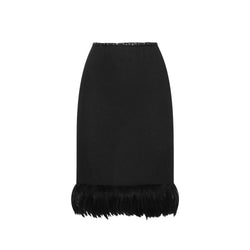 Saint Laurent Black Silk Midi Skirt