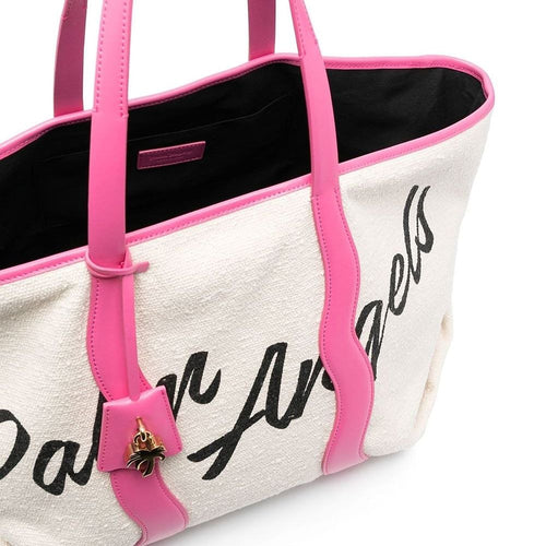 Palm Angels White Canvas Tote Bag
