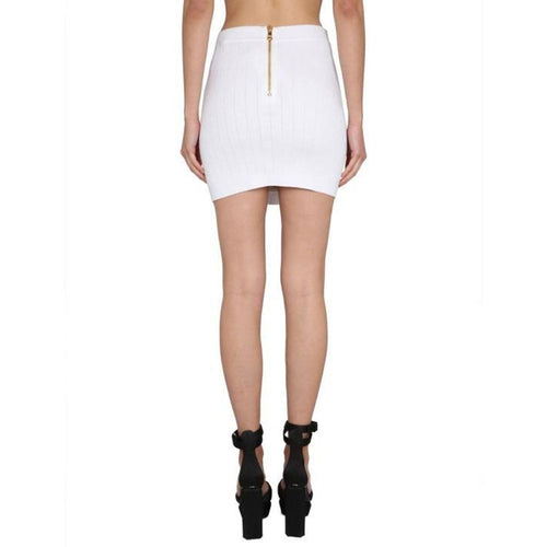 Balmain White Polyester Mini Skirt