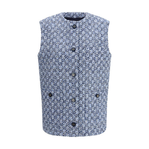 Gucci Blue Cotton Sleeveless Jacket