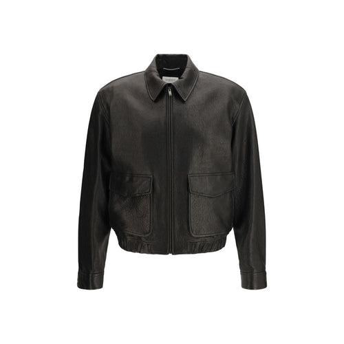 Saint Laurent Black Lamb Ovis Aries Aries Leather Jacket