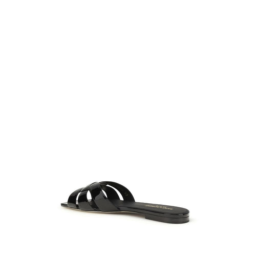 Saint Laurent Black Calf Leather Bos Taurus Ballet Flats