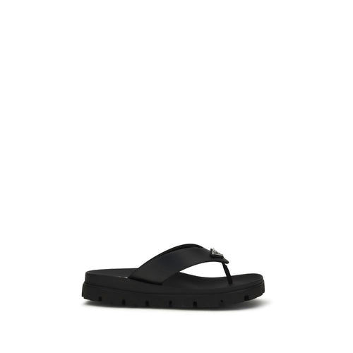 Prada Brown Calf Leather Bos Taurus Flat Sandals