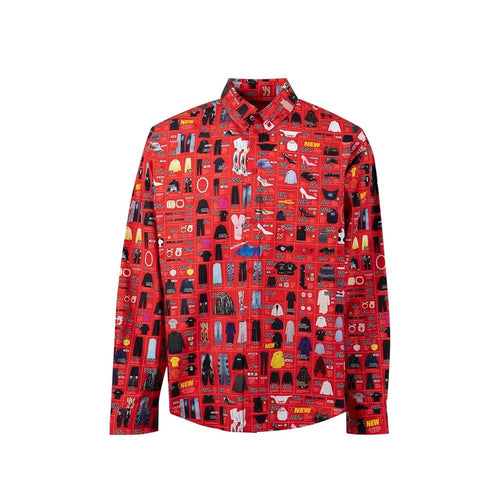 Balenciaga Red Cotton Pattern Shirt