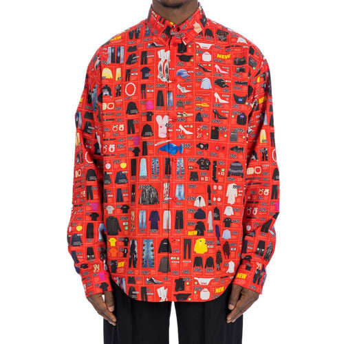 Balenciaga Red Cotton Pattern Shirt