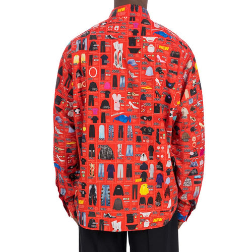 Balenciaga Red Cotton Pattern Shirt