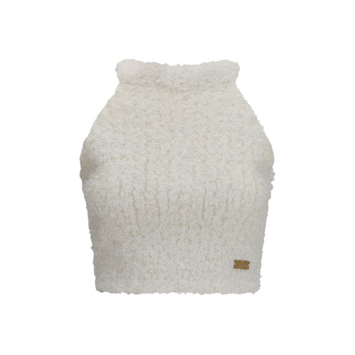 Balmain White Viscose Sleeveles T-Shirt