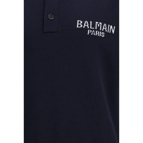 Balmain Blue Wool Oves Aries Polo Shirt