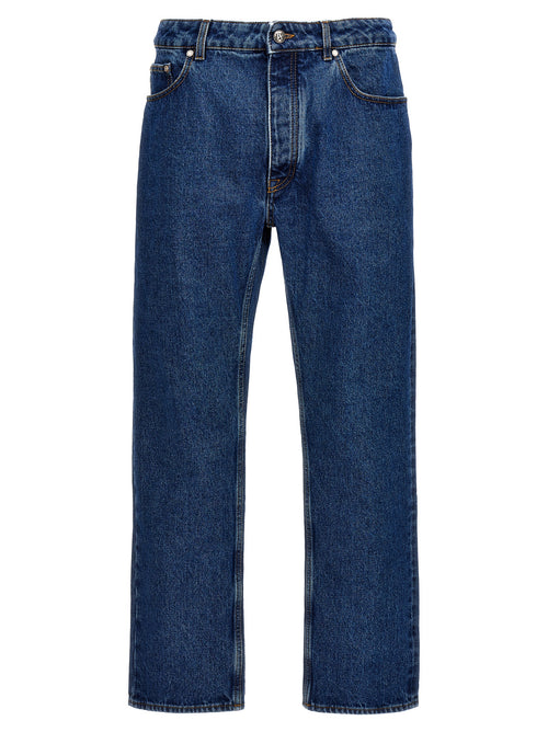 Palm Angels Blue Cotton Straight-Leg Jeans