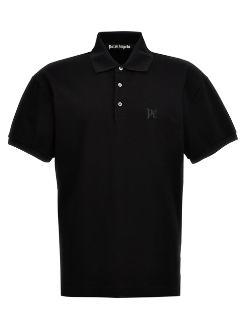 Palm Angels Black Polyester Polo Shirt