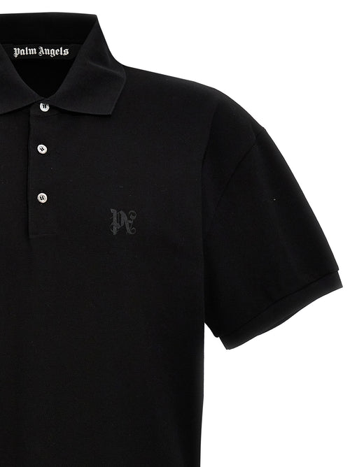 Palm Angels Black Polyester Polo Shirt