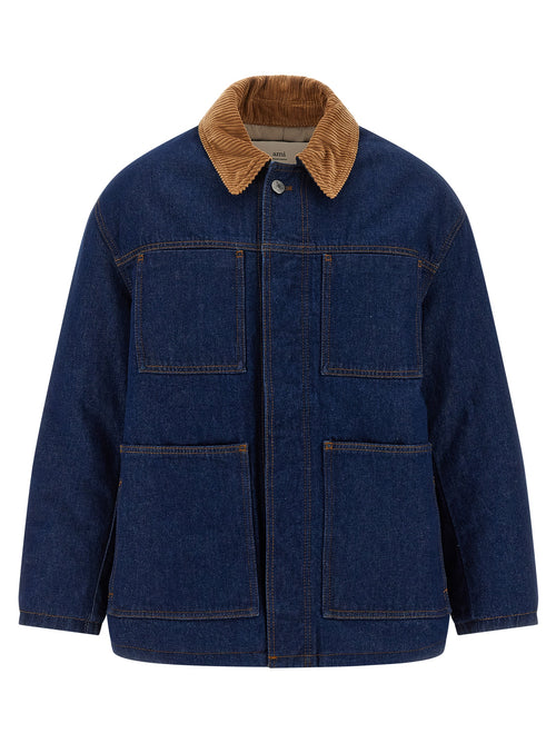 Ami Paris Blue Cotton Denim Jacket