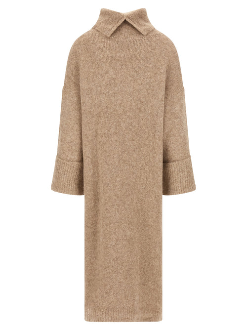 Entire Studios Beige Alpaca Leather Midi Dress