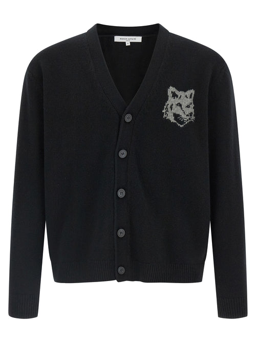 Maison Kitsuné Black Merino Wool Cardigan