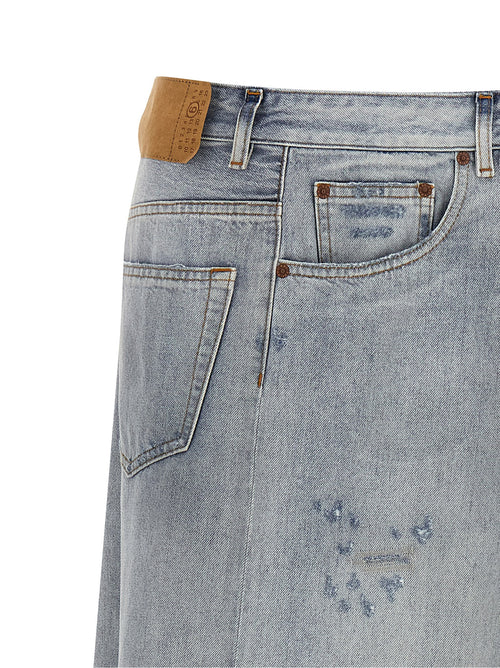 MM6 Maison Margiela Blue Cotton Mini Skirt