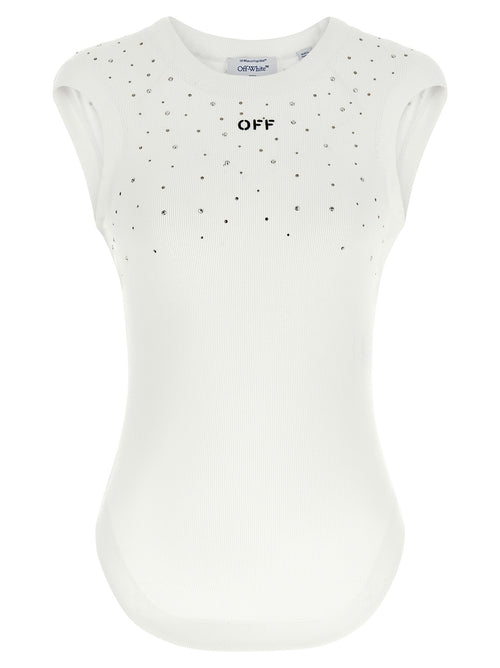 Off-White White Viscose Sleeveles T-Shirt