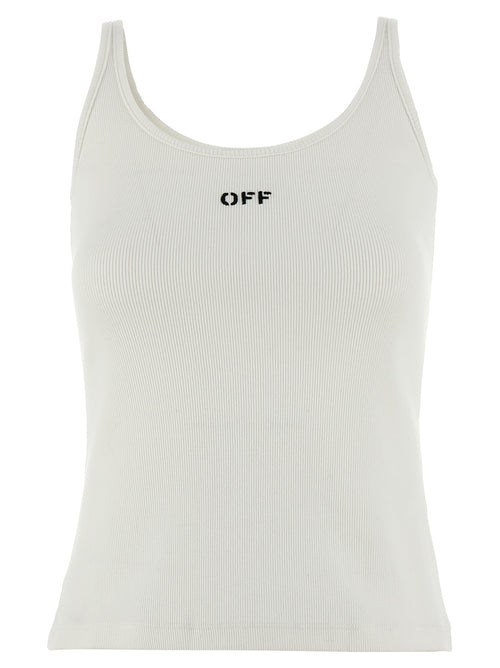 Off-White White Cotton Sleeveles T-Shirt