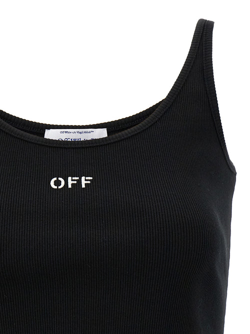 Off-White Black Cotton Sleeveles T-Shirt