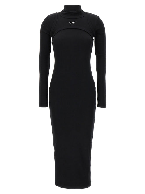 Off-White Black Cotton Midi Dress