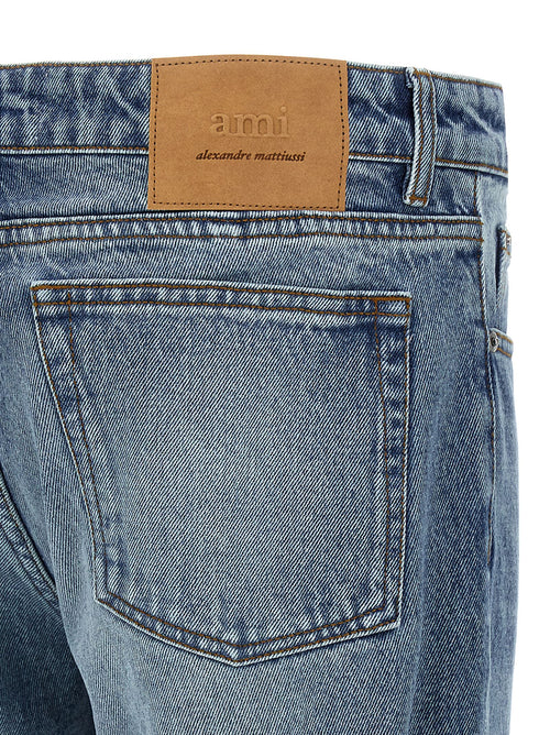 Ami Paris Blue Cotton Straight-Leg Jeans
