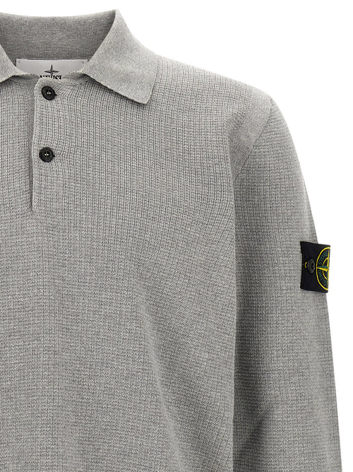 Stone Island Gray Cotton Polo Shirt