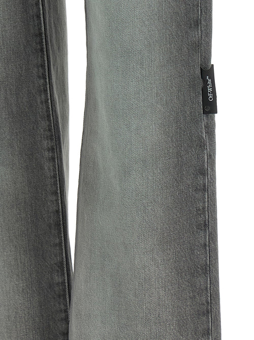 Off-White Gray Cotton Straight-Leg Jeans