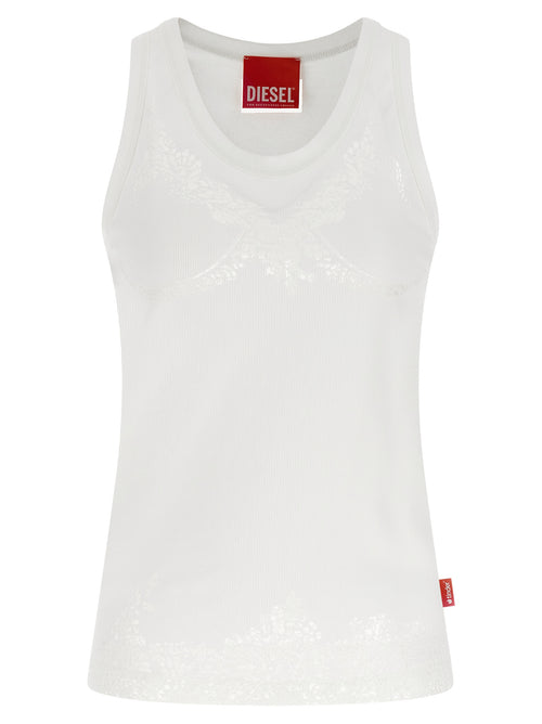 Diesel White Cotton Tank Tops