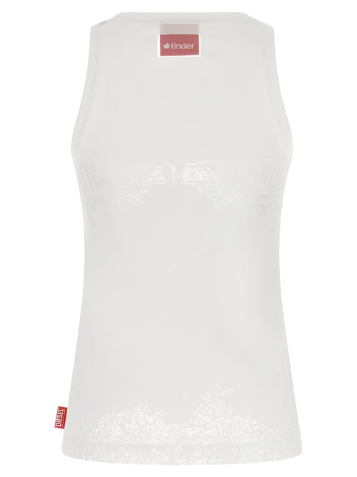 Diesel White Cotton Tank Tops