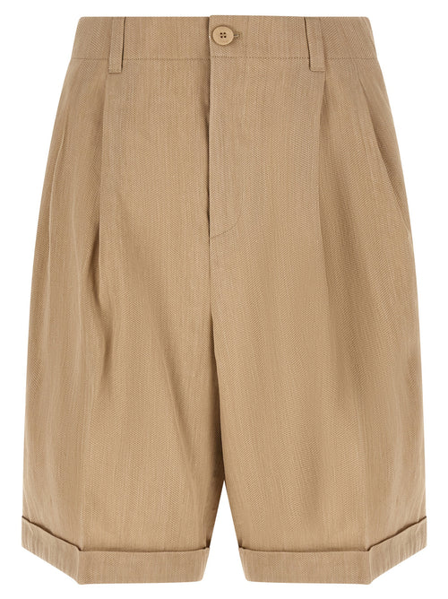 Jacquemus Beige Linen Bermuda Shorts