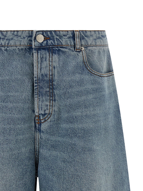 Ami Paris Blue Cotton Bermuda Shorts
