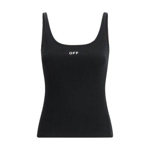 Off-White Black Cotton Sleeveles T-Shirt