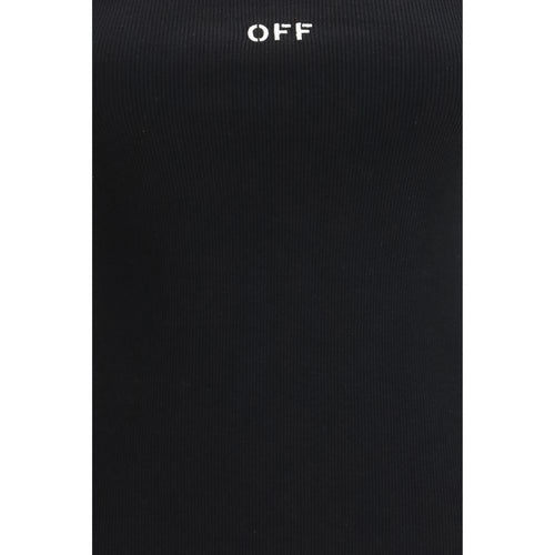 Off-White Black Cotton Sleeveles T-Shirt