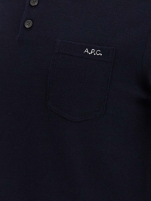 A.P.C. Blue Virgin Wool Polo Shirt