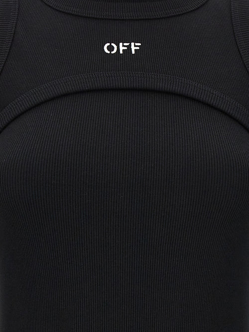 Off-White Black Cotton Midi Dress
