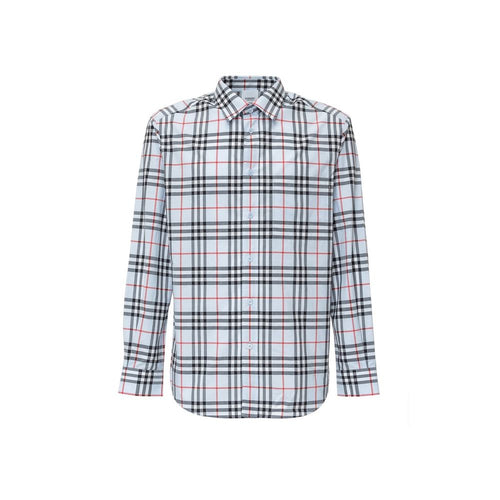 Burberry Blue Cotton Pattern Shirt