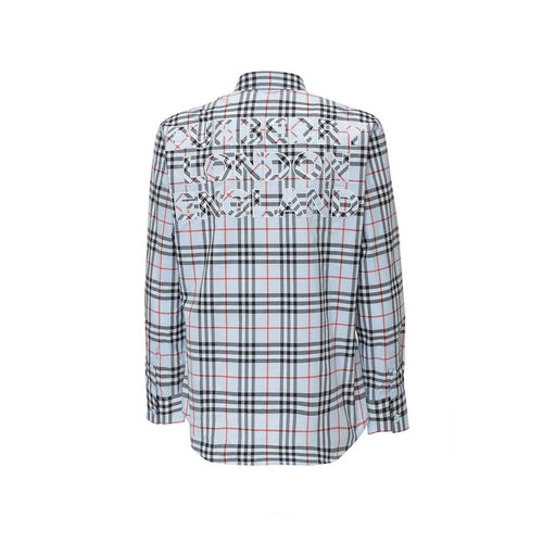 Burberry Blue Cotton Pattern Shirt