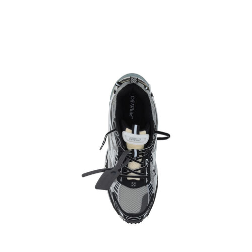 Off-White Gray Polyurethane Athletic Sneakers