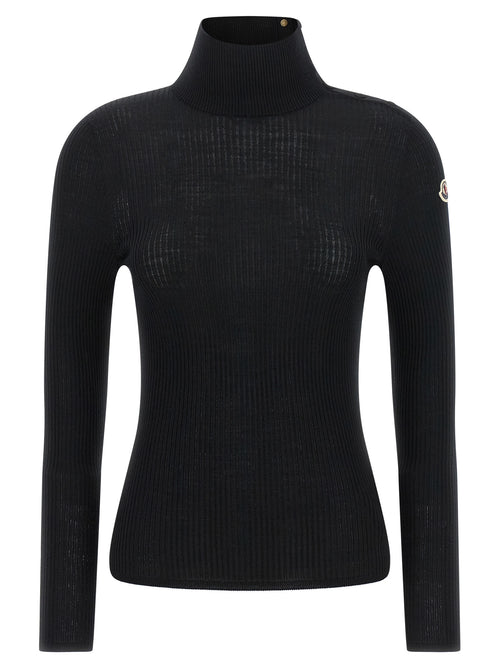 Moncler Black Virgin Wool Cardigan
