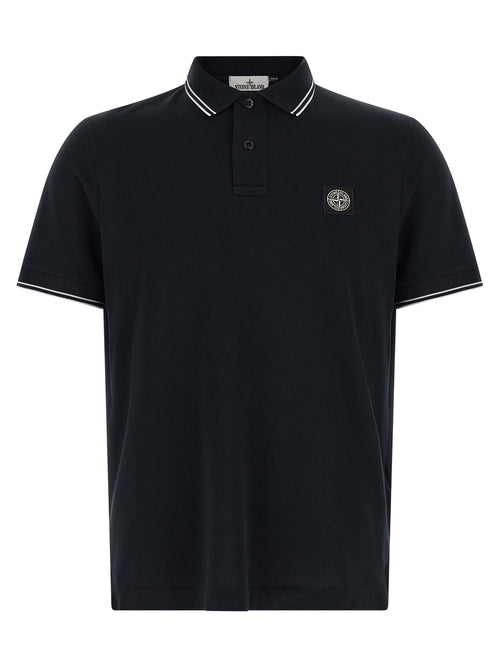 Stone Island Blue Cotton Polo Shirt