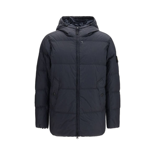 Stone Island Blue Goose Down Full-Length Jacket