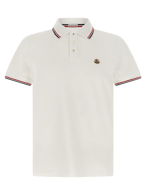 Moncler White Cotton Polo Shirt