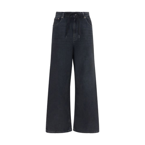 MM6 Black Cotton Relaxed Fit Jeans