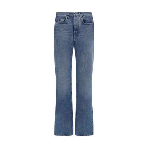 Off-White Blue Cotton Straight-Leg Jeans