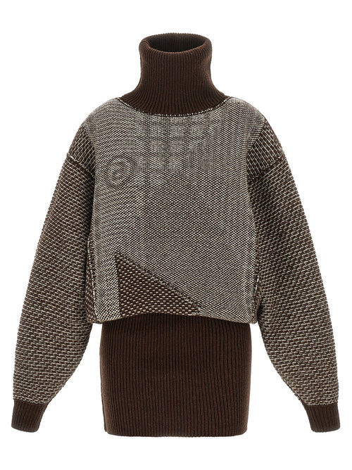 MM6 Maison Margiela Brown Wool Short Dress