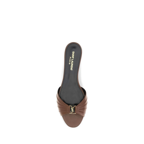 Saint Laurent Brown Calf Leather Bos Taurus Mules