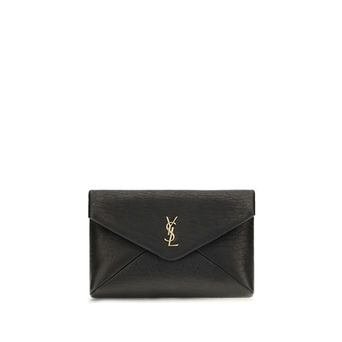 Saint Laurent Black Lamb Ovis Aries Clutch Bag