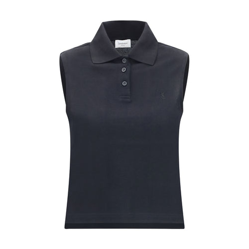 Saint Laurent Black Recycled Cotton Polo Shirt