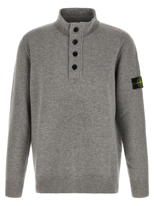 Stone Island Gray Virgin Wool Cardigan