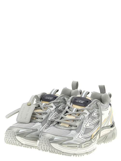 Off-White Silver Polyester Athletic Sneakers