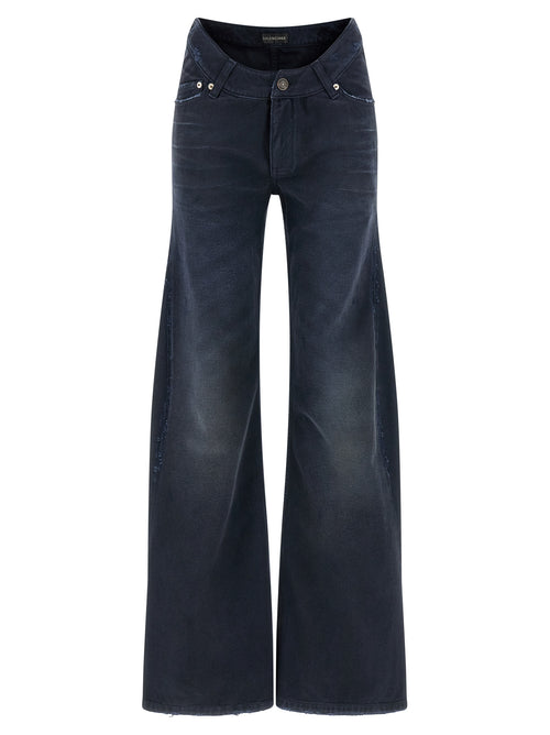 Balenciaga Blue Cotton Flared Jeans